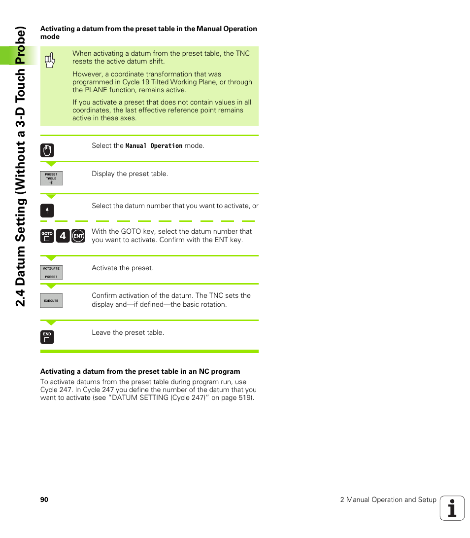 4 d a tu m set ting (without a 3-d t ouc h pr obe) | HEIDENHAIN iTNC 530 (340 49x-04) User Manual | Page 90 / 789
