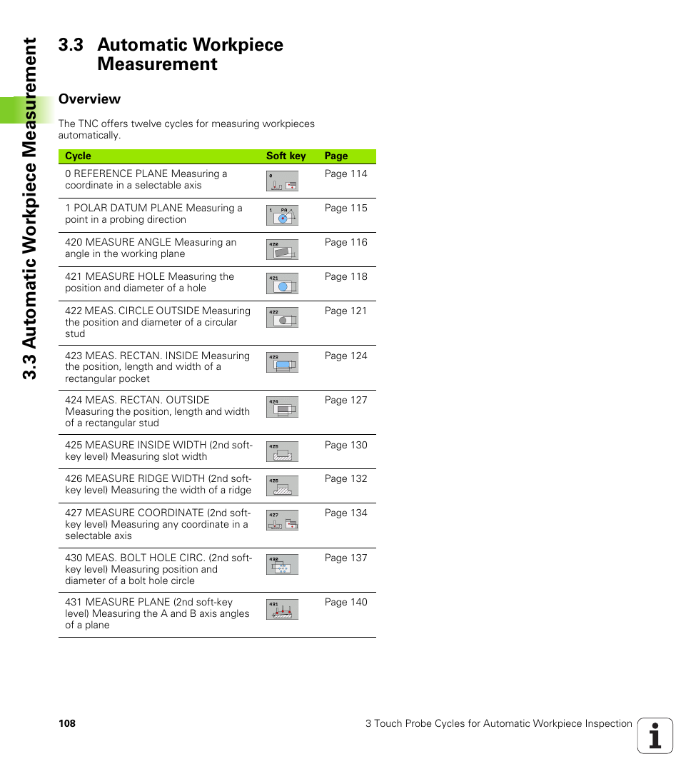 3 automatic workpiece measurement, Overview | HEIDENHAIN iTNC 530 (340 49x-04) Touch Probe Cycles User Manual | Page 108 / 191