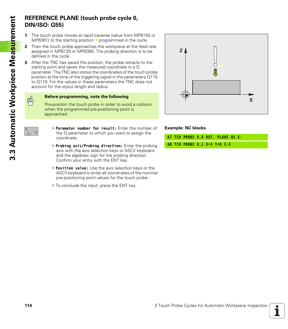3 a u to matic w o rk piece measur ement | HEIDENHAIN iTNC 530 (340 49x-04) Touch Probe Cycles User Manual | Page 114 / 191