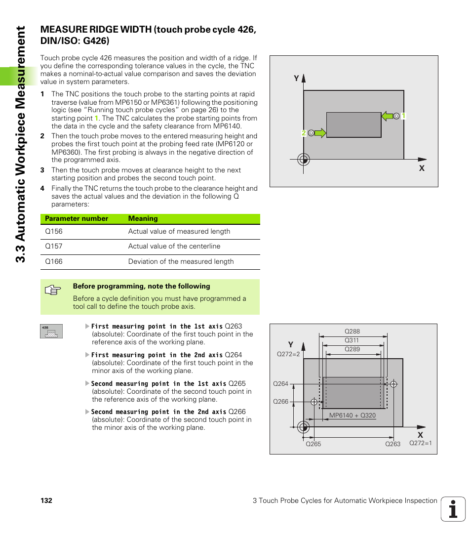 3 a u to matic w o rk piece measur ement | HEIDENHAIN iTNC 530 (340 49x-04) Touch Probe Cycles User Manual | Page 132 / 191