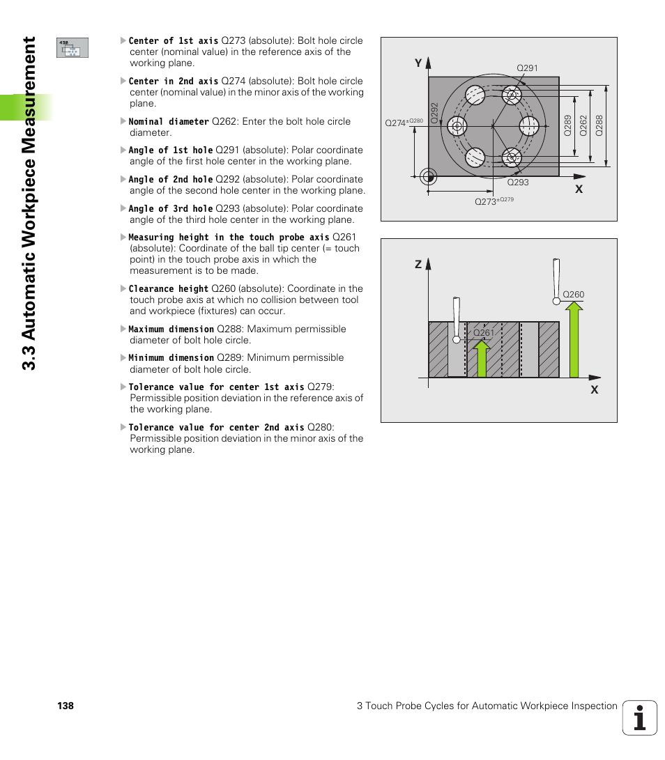 3 a u to matic w o rk piece measur ement | HEIDENHAIN iTNC 530 (340 49x-04) Touch Probe Cycles User Manual | Page 138 / 191