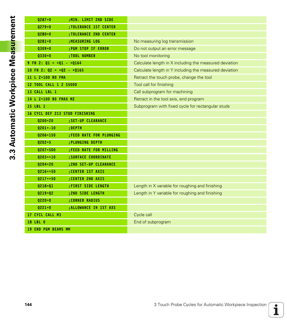 3 a u to matic w o rk piece measur ement | HEIDENHAIN iTNC 530 (340 49x-04) Touch Probe Cycles User Manual | Page 144 / 191