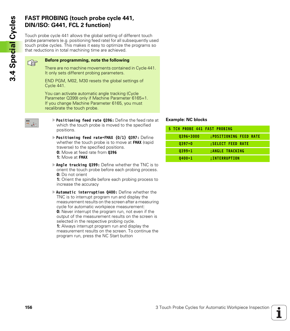 4 special cy cles | HEIDENHAIN iTNC 530 (340 49x-04) Touch Probe Cycles User Manual | Page 156 / 191