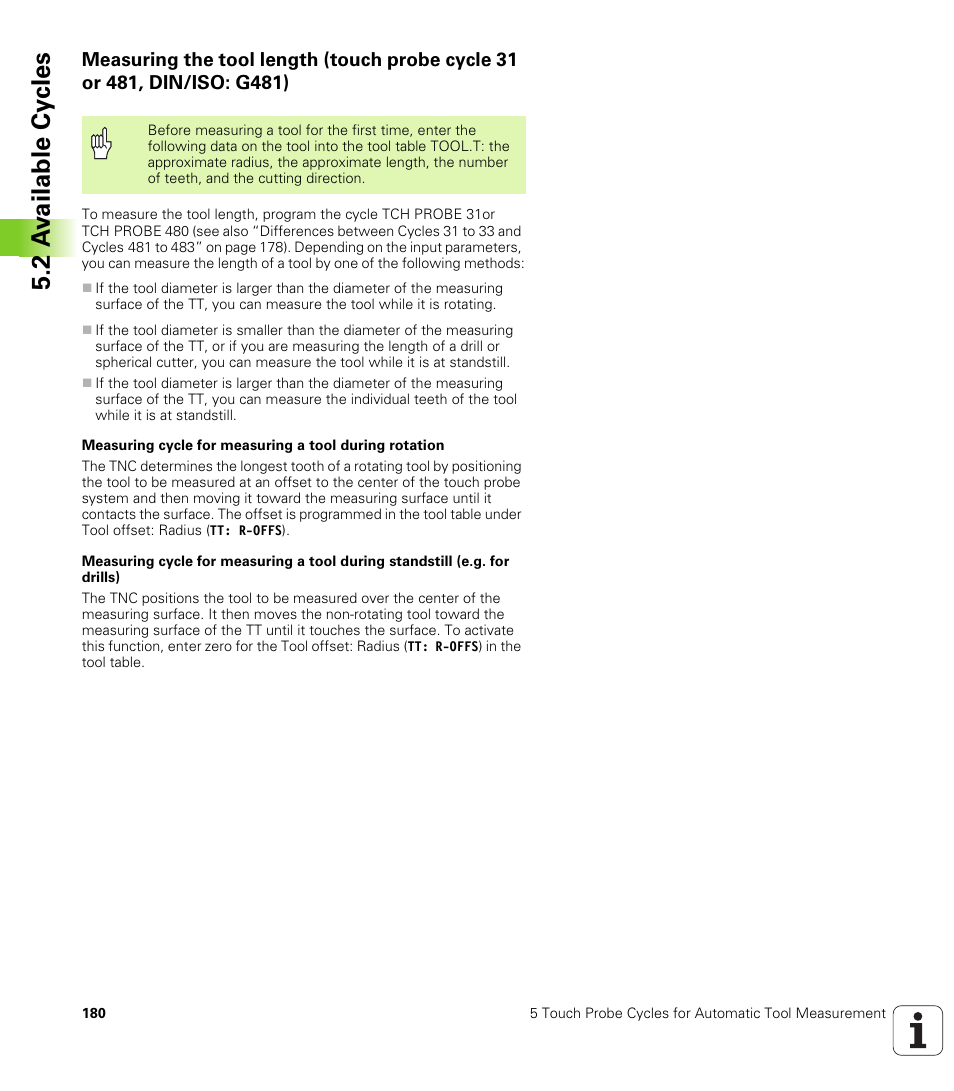 2 a v ailable cy cles | HEIDENHAIN iTNC 530 (340 49x-04) Touch Probe Cycles User Manual | Page 180 / 191
