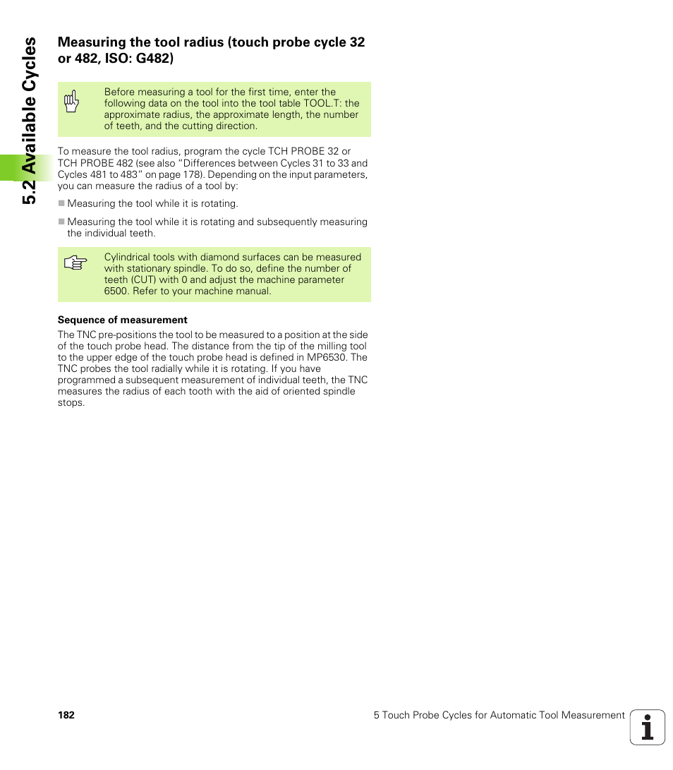 2 a v ailable cy cles | HEIDENHAIN iTNC 530 (340 49x-04) Touch Probe Cycles User Manual | Page 182 / 191