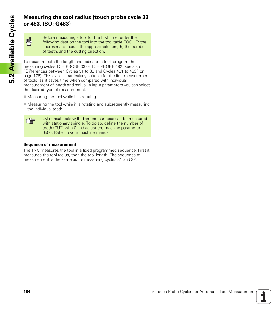 2 a v ailable cy cles | HEIDENHAIN iTNC 530 (340 49x-04) Touch Probe Cycles User Manual | Page 184 / 191