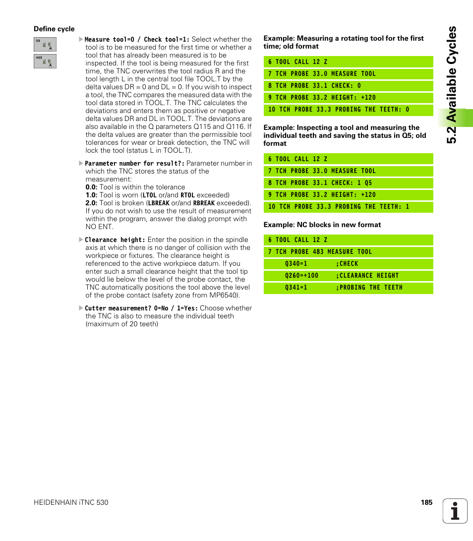 2 a v ailable cy cles | HEIDENHAIN iTNC 530 (340 49x-04) Touch Probe Cycles User Manual | Page 185 / 191