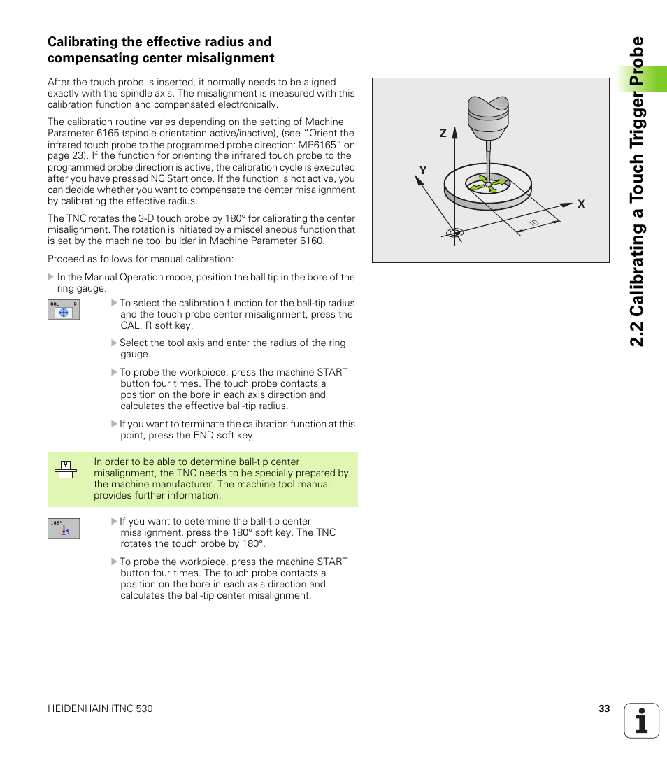 2 calibr a ting a t ouc h t rigg e r pr obe | HEIDENHAIN iTNC 530 (340 49x-04) Touch Probe Cycles User Manual | Page 33 / 191