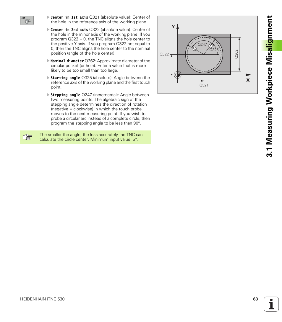 1 measur ing w o rk piece misalignment | HEIDENHAIN iTNC 530 (340 49x-04) Touch Probe Cycles User Manual | Page 63 / 191