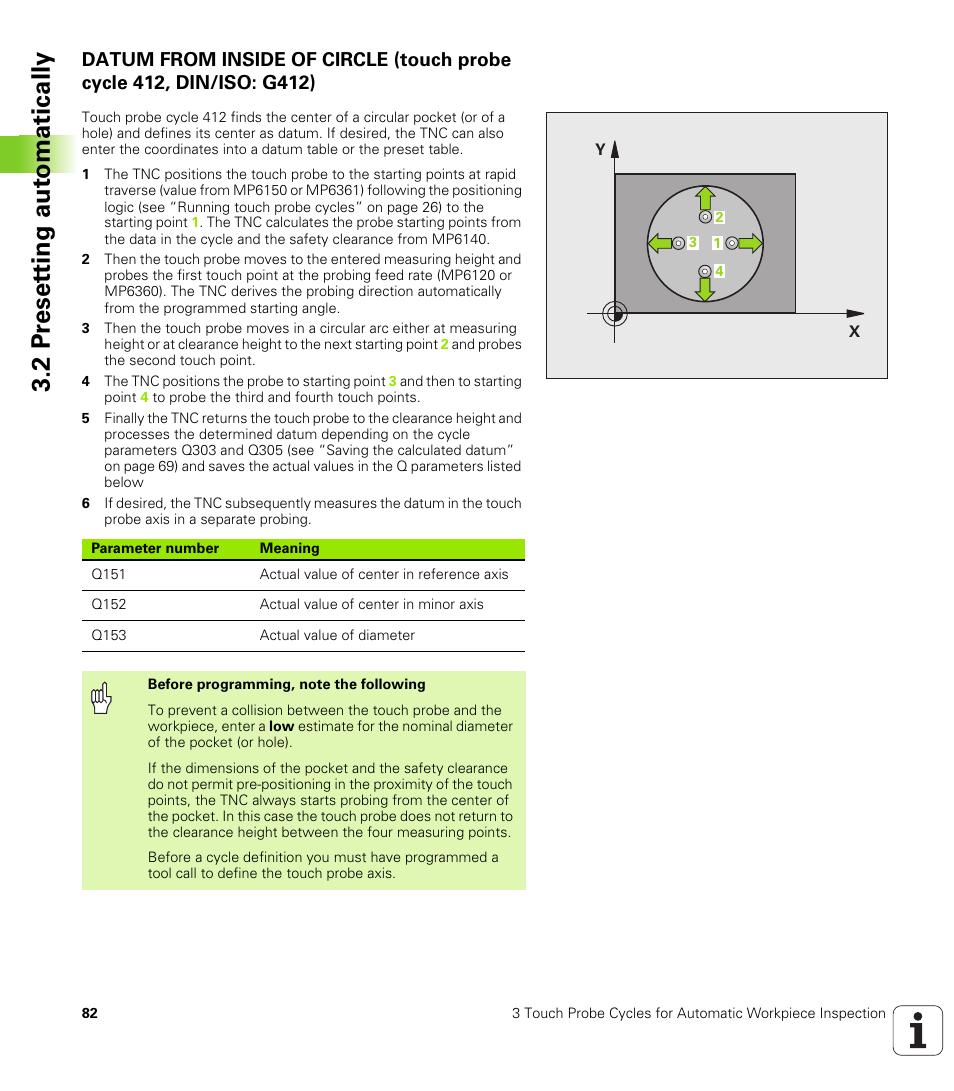 2 pr eset ting aut o matically | HEIDENHAIN iTNC 530 (340 49x-04) Touch Probe Cycles User Manual | Page 82 / 191