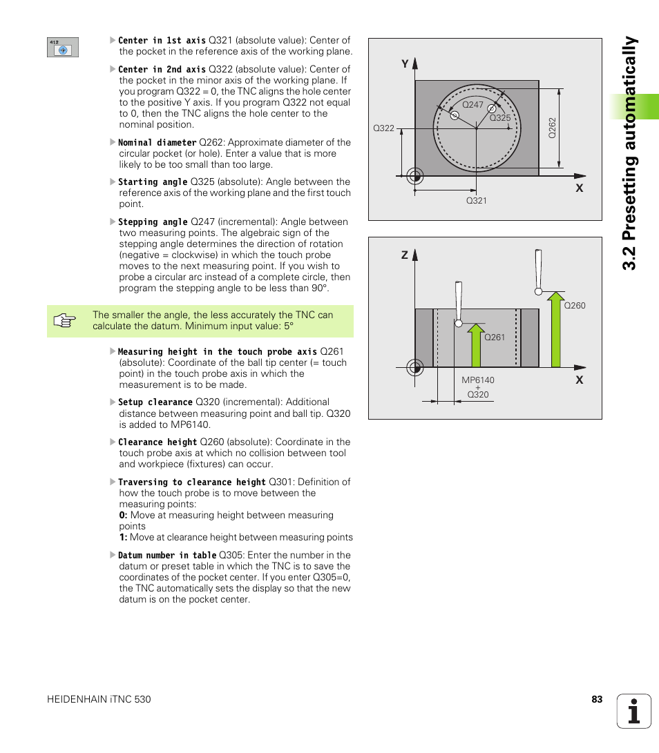 2 pr eset ting aut o matically | HEIDENHAIN iTNC 530 (340 49x-04) Touch Probe Cycles User Manual | Page 83 / 191