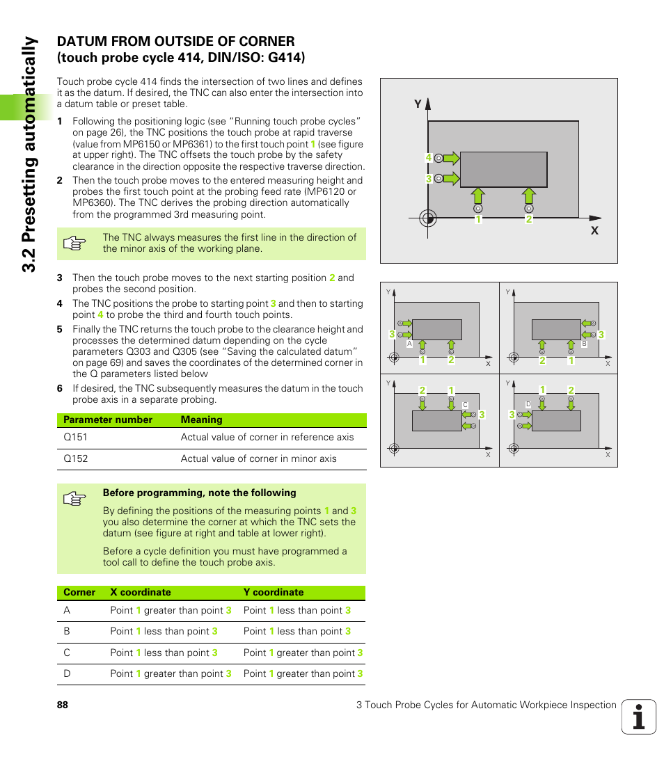 2 pr eset ting aut o matically | HEIDENHAIN iTNC 530 (340 49x-04) Touch Probe Cycles User Manual | Page 88 / 191