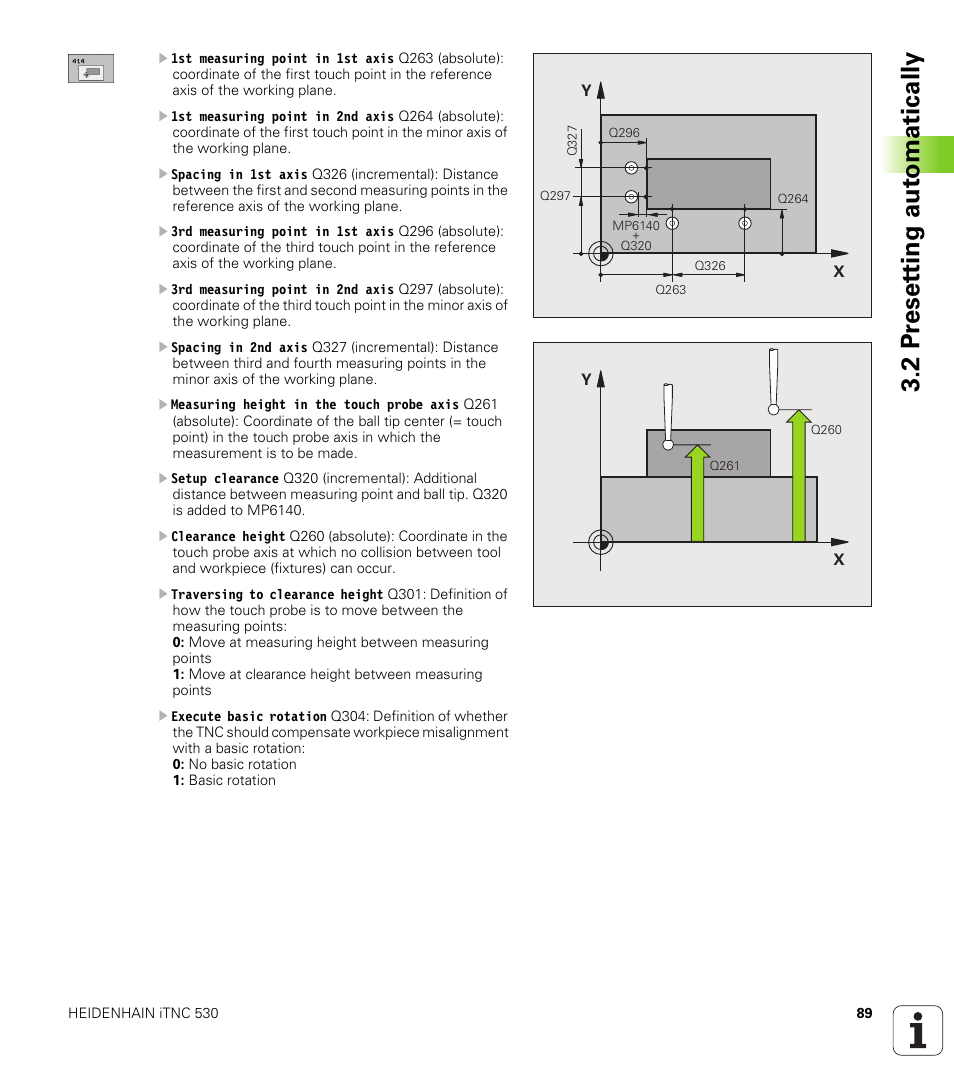 2 pr eset ting aut o matically | HEIDENHAIN iTNC 530 (340 49x-04) Touch Probe Cycles User Manual | Page 89 / 191