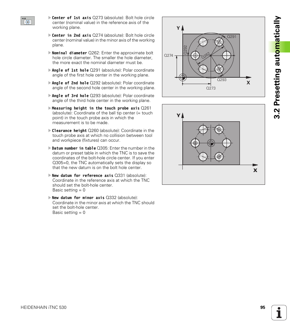 2 pr eset ting aut o matically | HEIDENHAIN iTNC 530 (340 49x-04) Touch Probe Cycles User Manual | Page 95 / 191