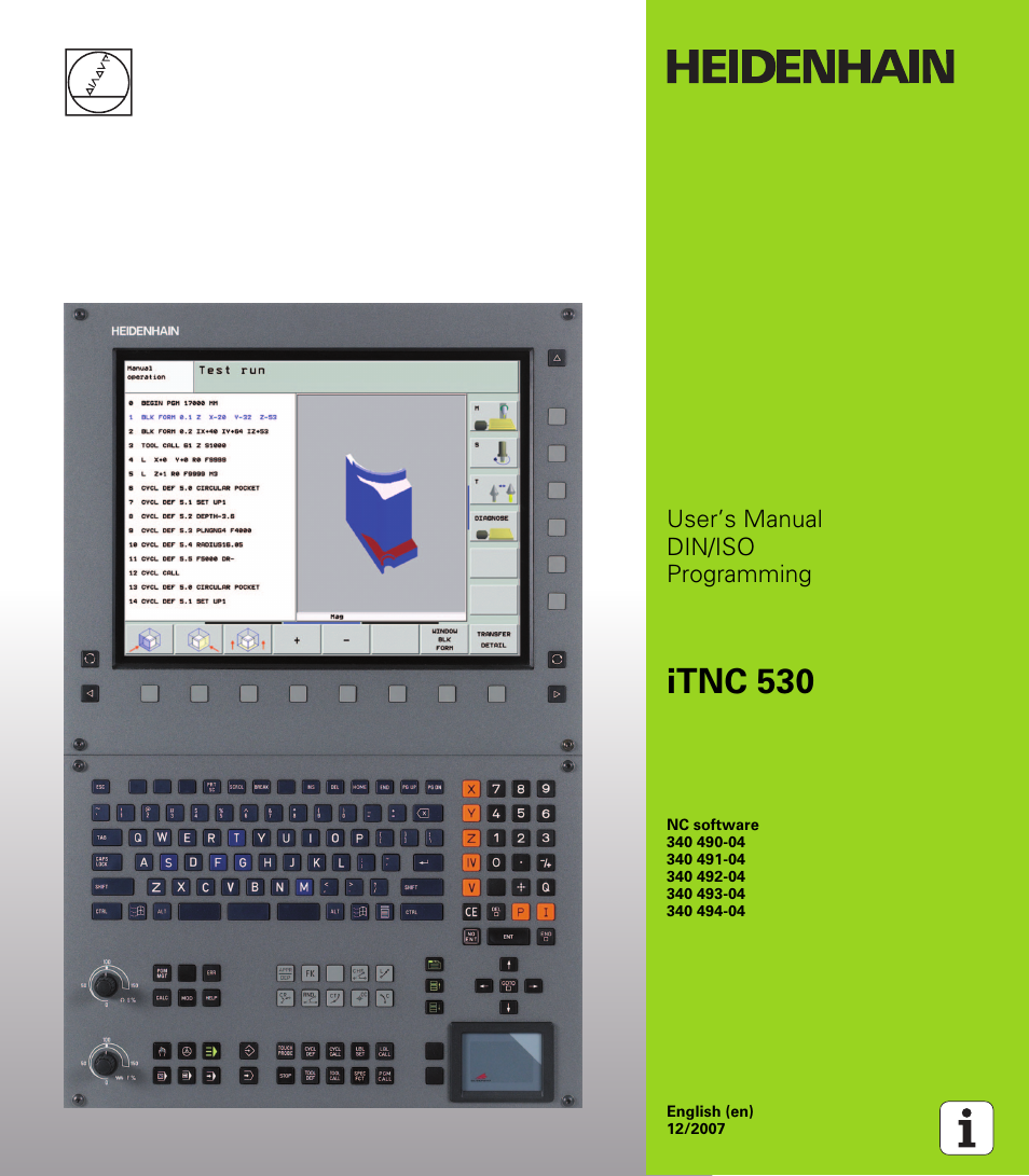 HEIDENHAIN iTNC 530 (340 49x-04) ISO programming User Manual | 703 pages
