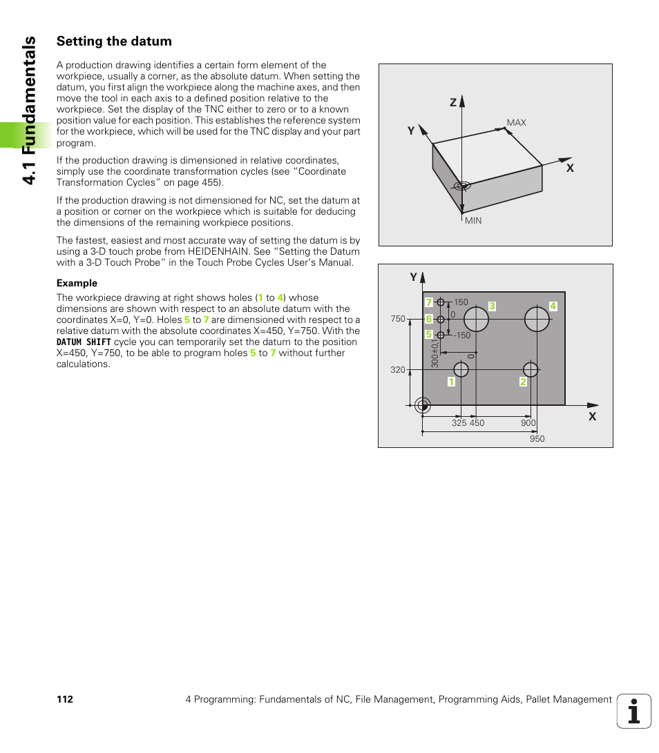 Setting the datum, 1 f undamentals | HEIDENHAIN iTNC 530 (340 49x-04) ISO programming User Manual | Page 112 / 703