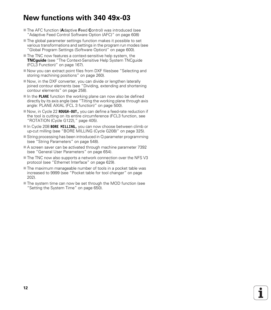 New functions with 340 49x-03 | HEIDENHAIN iTNC 530 (340 49x-04) ISO programming User Manual | Page 12 / 703