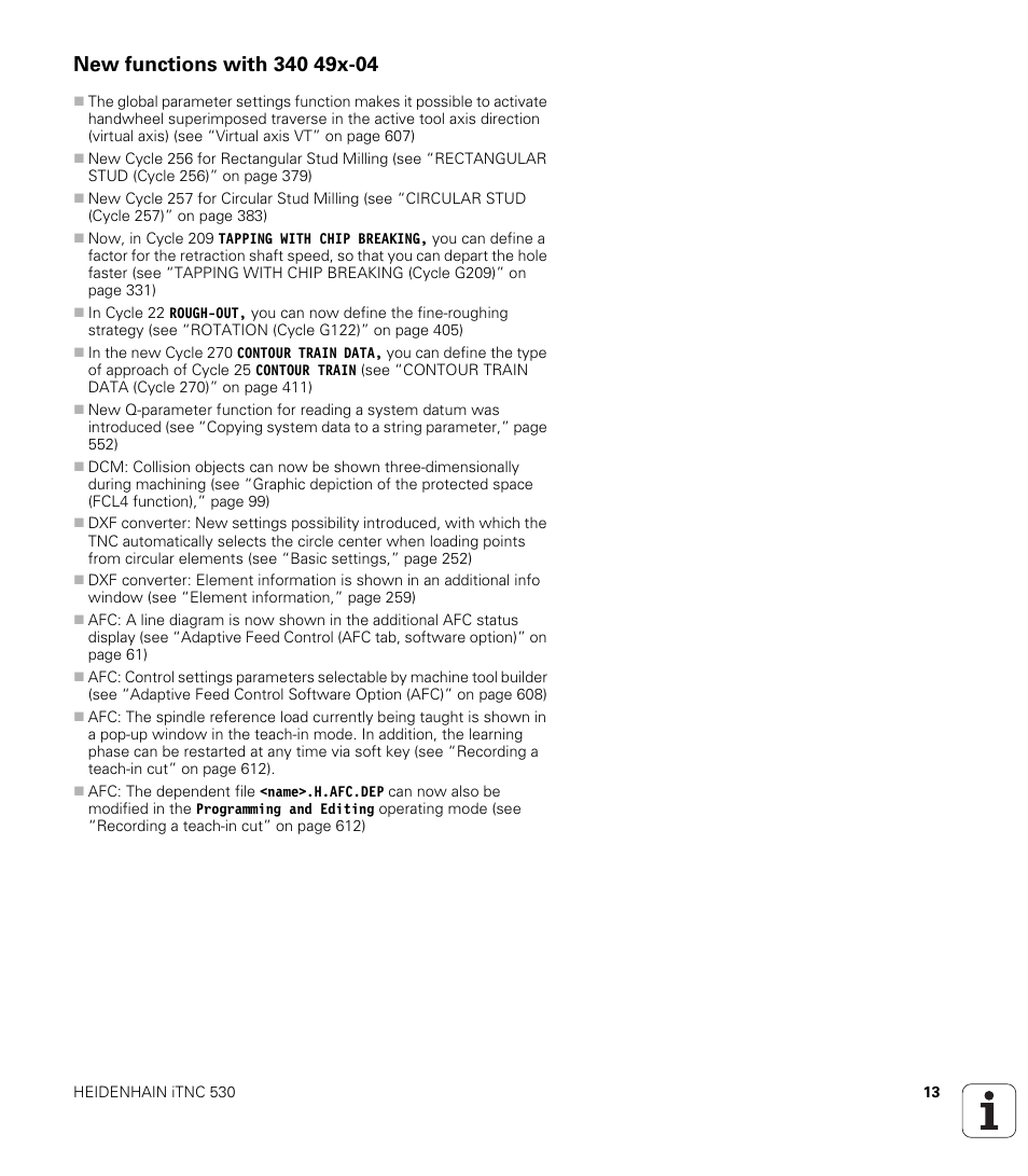 New functions with 340 49x-04 | HEIDENHAIN iTNC 530 (340 49x-04) ISO programming User Manual | Page 13 / 703