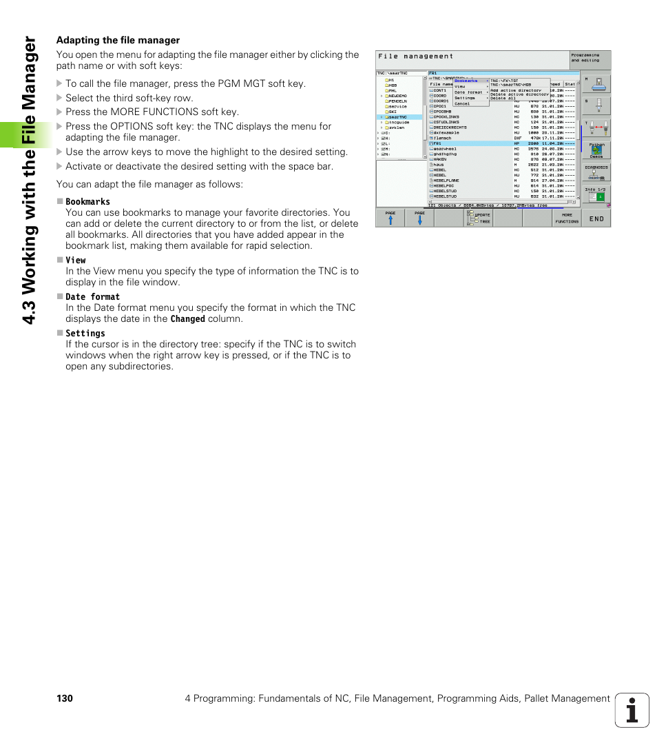 3 w o rk ing with the file manag e r | HEIDENHAIN iTNC 530 (340 49x-04) ISO programming User Manual | Page 130 / 703