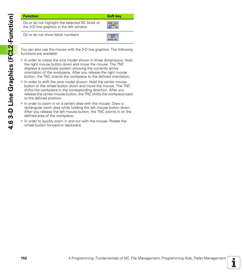 6 3-d line gr aphics (fcl2-f u nction) | HEIDENHAIN iTNC 530 (340 49x-04) ISO programming User Manual | Page 152 / 703