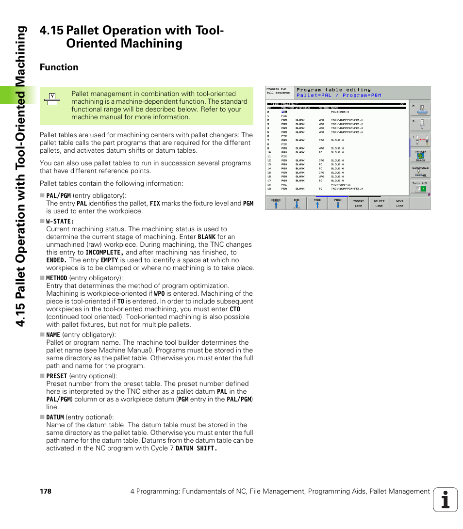 15 pallet operation with tool- oriented machining, Function, 15 pallet operation with tool-oriented machining | HEIDENHAIN iTNC 530 (340 49x-04) ISO programming User Manual | Page 178 / 703