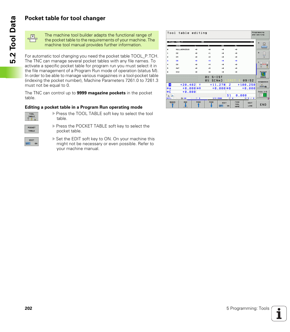Pocket table for tool changer, 2 t ool d a ta | HEIDENHAIN iTNC 530 (340 49x-04) ISO programming User Manual | Page 202 / 703