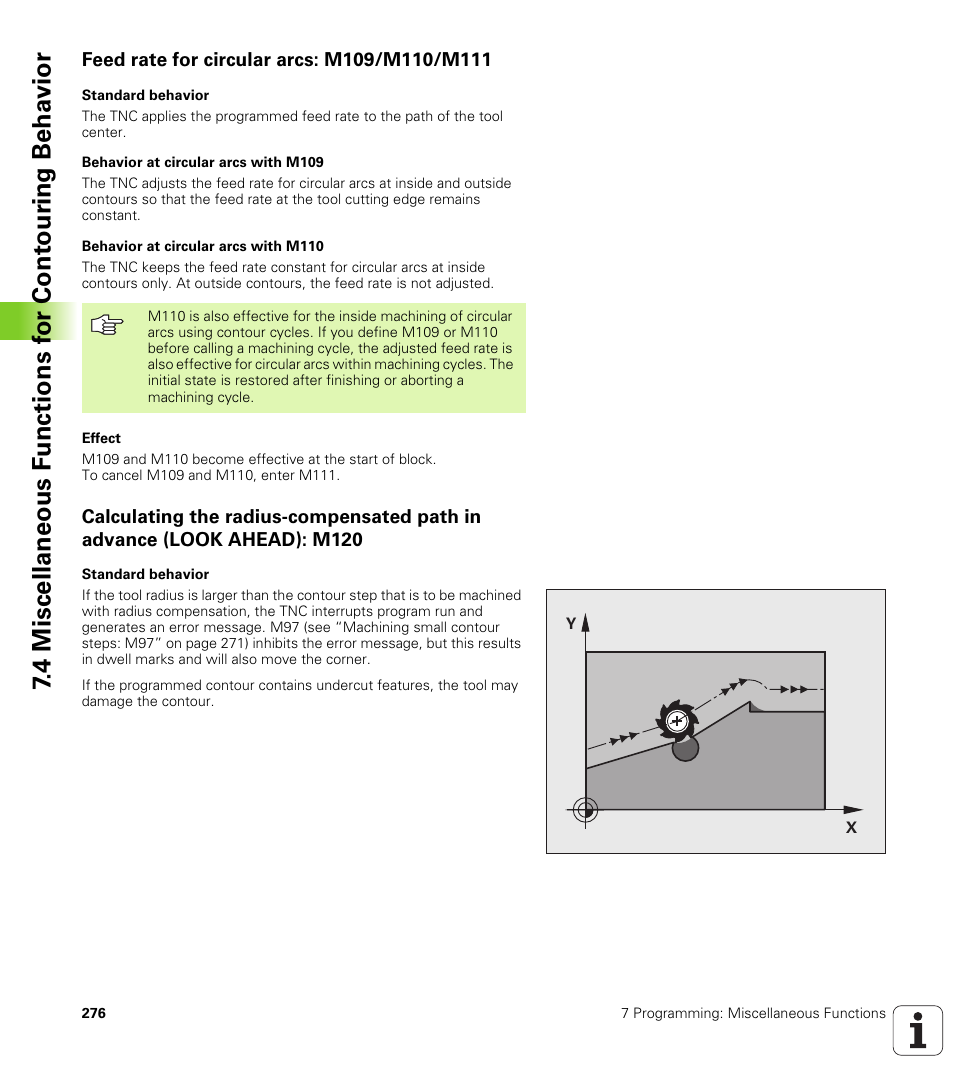 Feed rate for circular arcs: m109/m110/m111 | HEIDENHAIN iTNC 530 (340 49x-04) ISO programming User Manual | Page 276 / 703