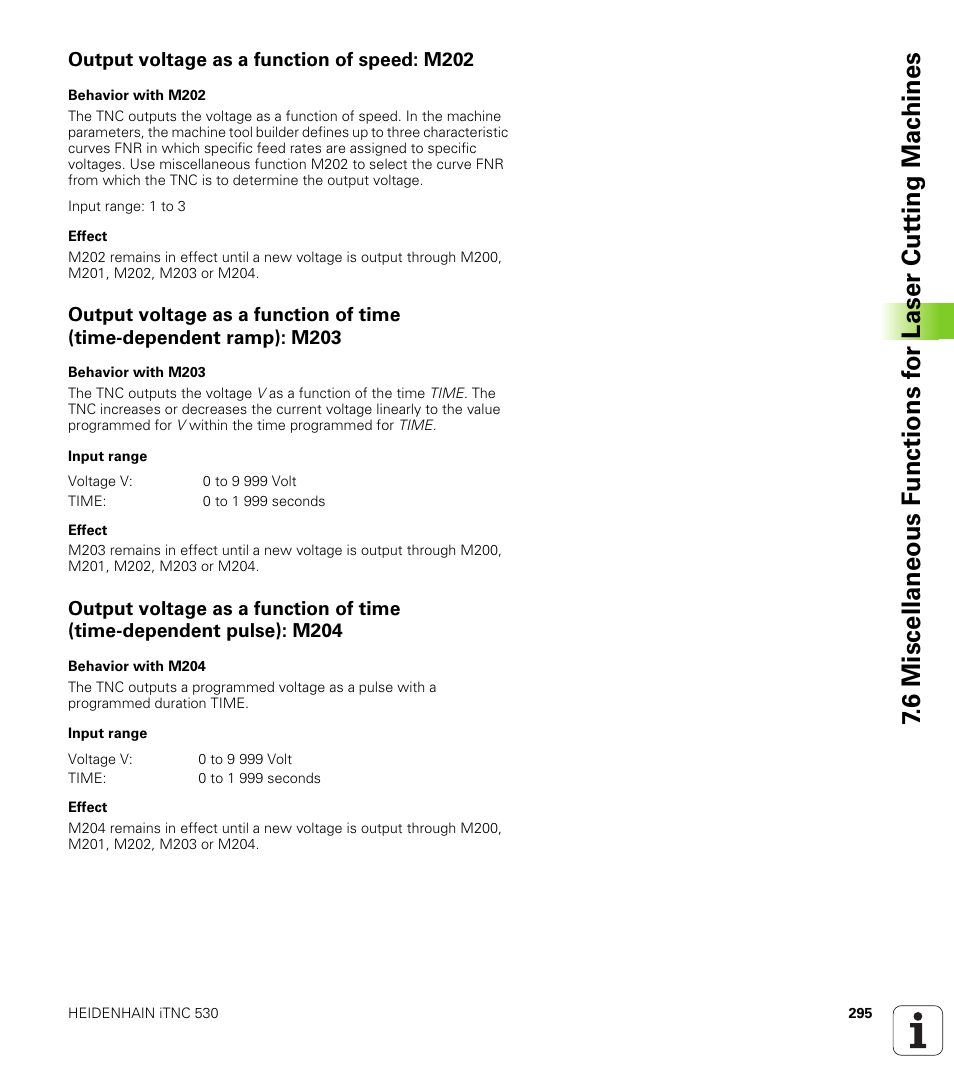 Output voltage as a function of speed: m202 | HEIDENHAIN iTNC 530 (340 49x-04) ISO programming User Manual | Page 295 / 703