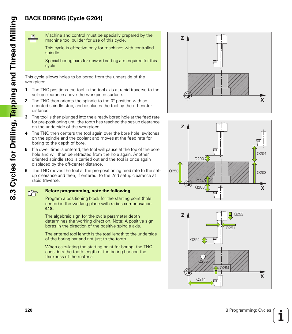 Back boring (cycle g204) | HEIDENHAIN iTNC 530 (340 49x-04) ISO programming User Manual | Page 320 / 703