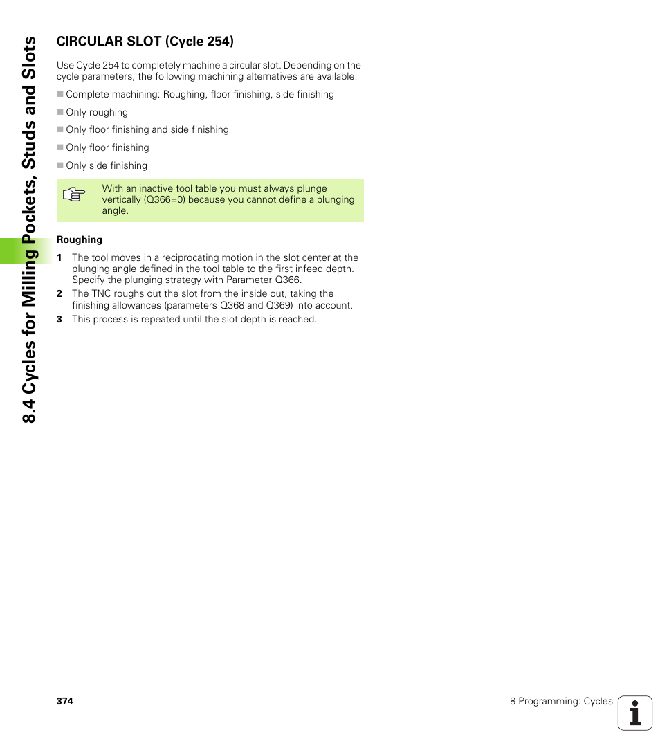 Circular slot (cycle 254) | HEIDENHAIN iTNC 530 (340 49x-04) ISO programming User Manual | Page 374 / 703