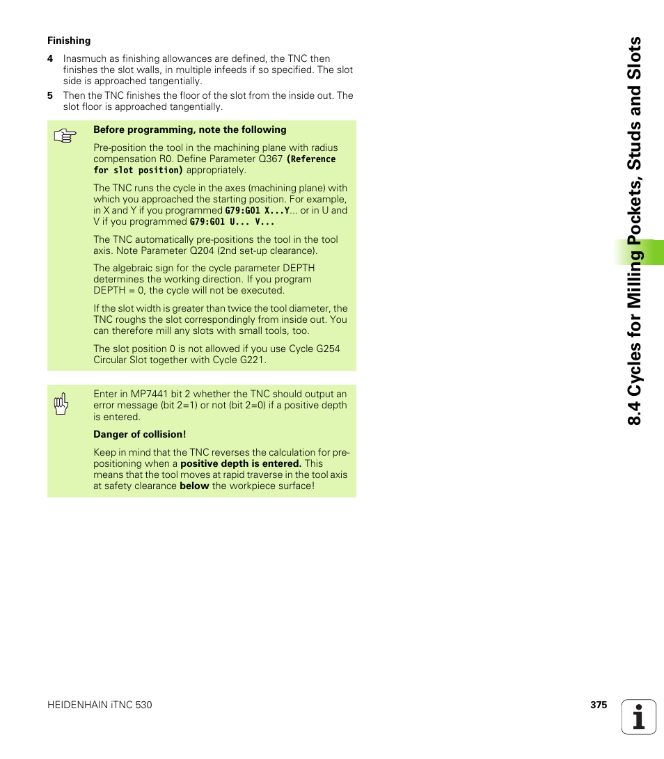 HEIDENHAIN iTNC 530 (340 49x-04) ISO programming User Manual | Page 375 / 703