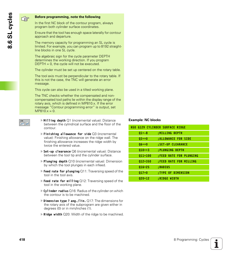 6 sl c y cles | HEIDENHAIN iTNC 530 (340 49x-04) ISO programming User Manual | Page 418 / 703