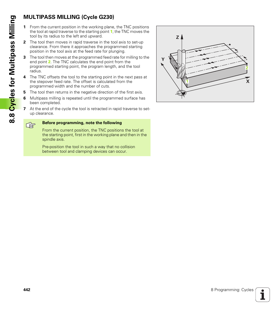 Multipass milling (cycle g230) | HEIDENHAIN iTNC 530 (340 49x-04) ISO programming User Manual | Page 442 / 703