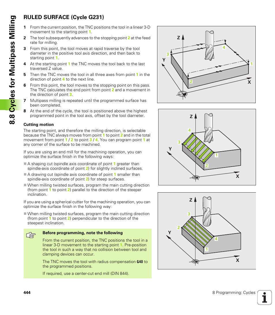 Ruled surface (cycle g231) | HEIDENHAIN iTNC 530 (340 49x-04) ISO programming User Manual | Page 444 / 703