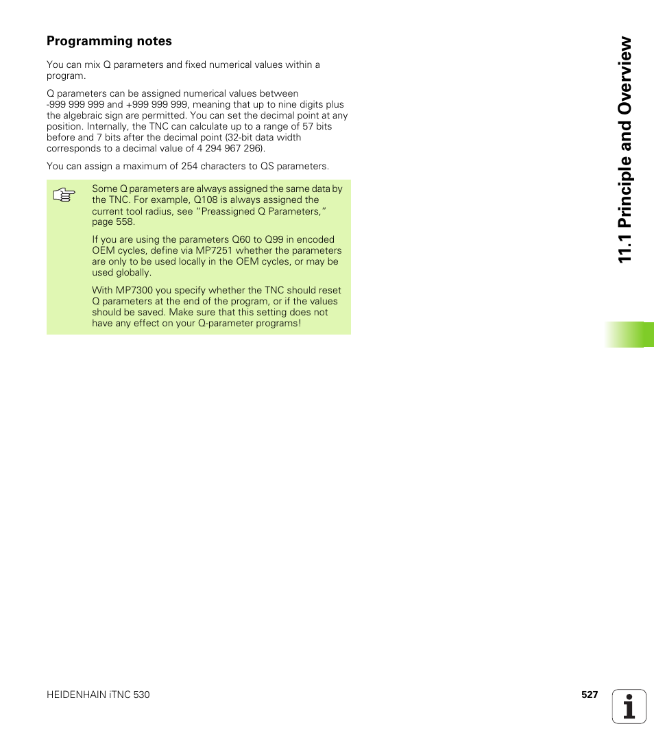 Programming notes, 1 pr inciple and ov erview | HEIDENHAIN iTNC 530 (340 49x-04) ISO programming User Manual | Page 527 / 703