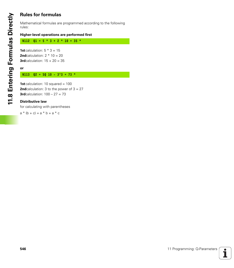 Rules for formulas, 8 ent er ing f o rm ulas dir e ctly | HEIDENHAIN iTNC 530 (340 49x-04) ISO programming User Manual | Page 546 / 703