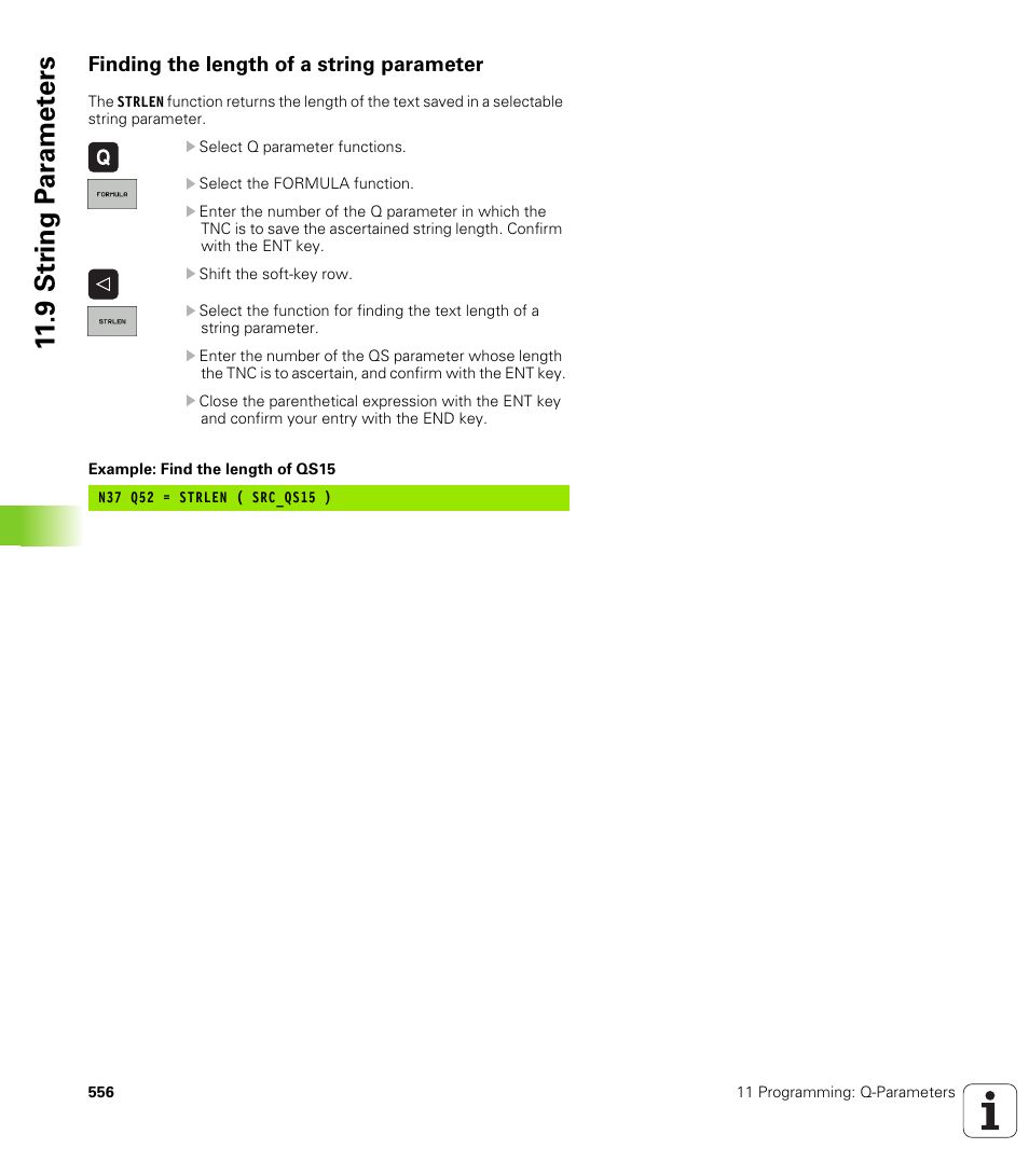 Finding the length of a string parameter, 9 str ing p a ra met e rs | HEIDENHAIN iTNC 530 (340 49x-04) ISO programming User Manual | Page 556 / 703