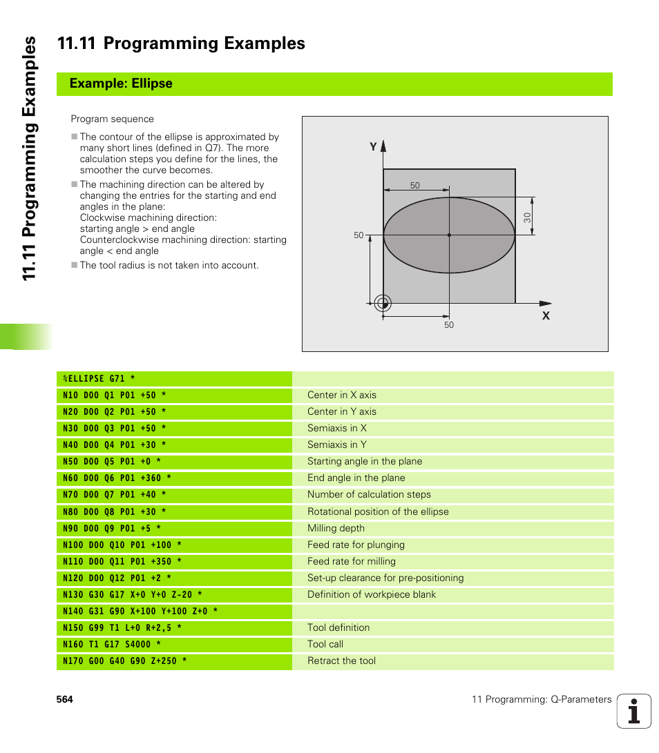 11 programming examples, Example: ellipse | HEIDENHAIN iTNC 530 (340 49x-04) ISO programming User Manual | Page 564 / 703