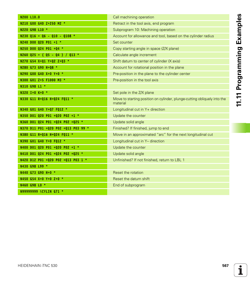 1 1 pr ogr amming examples | HEIDENHAIN iTNC 530 (340 49x-04) ISO programming User Manual | Page 567 / 703