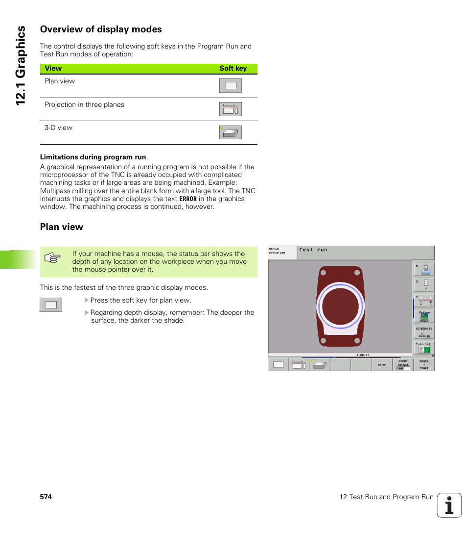 Overview of display modes, Plan view, 1 gr aphics | HEIDENHAIN iTNC 530 (340 49x-04) ISO programming User Manual | Page 574 / 703