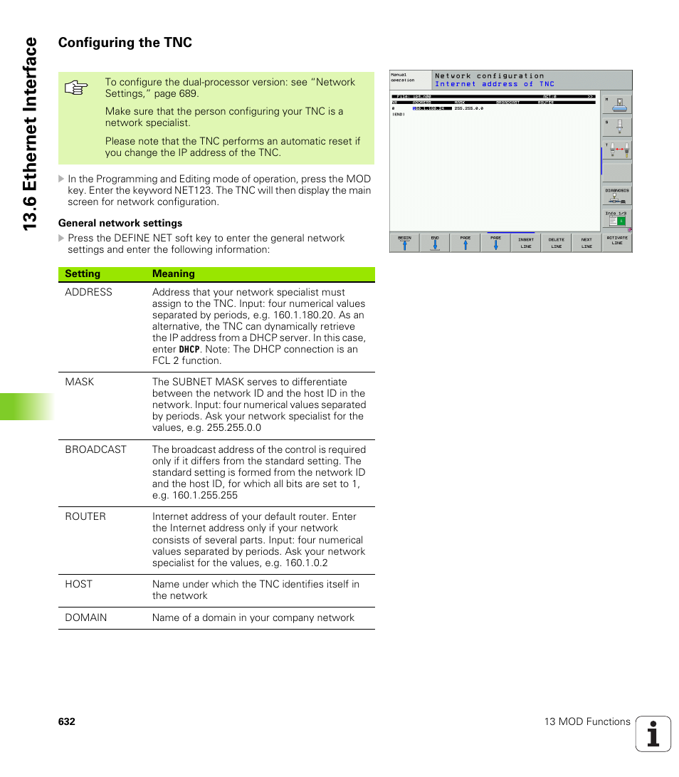 Configuring the tnc, 6 ether n et int e rf ace | HEIDENHAIN iTNC 530 (340 49x-04) ISO programming User Manual | Page 632 / 703