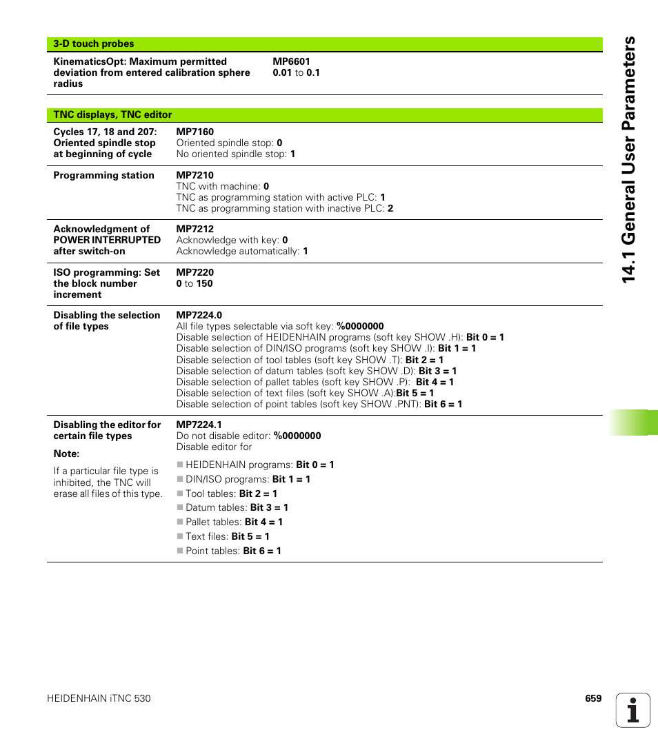 1 gener a l user p a ra met e rs | HEIDENHAIN iTNC 530 (340 49x-04) ISO programming User Manual | Page 659 / 703
