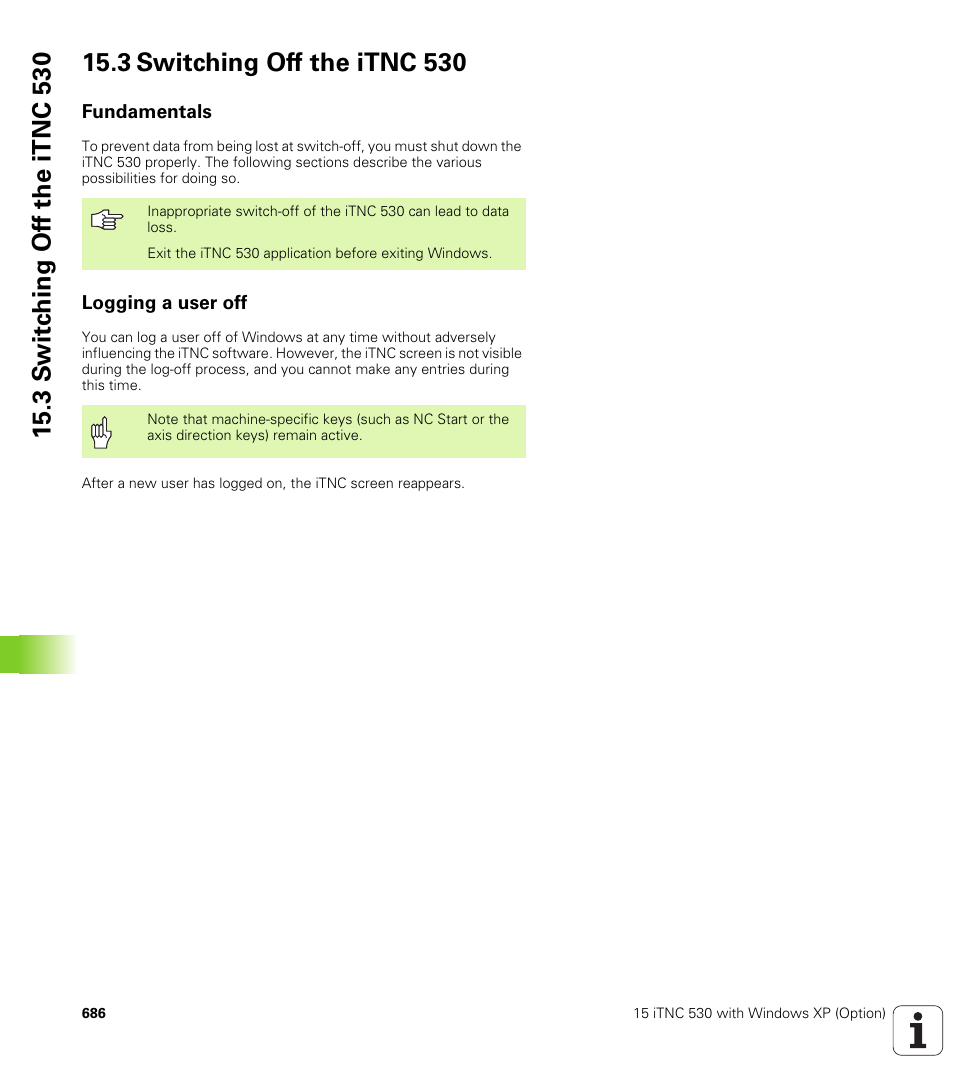 3 switching off the itnc 530, Fundamentals, Logging a user off | HEIDENHAIN iTNC 530 (340 49x-04) ISO programming User Manual | Page 686 / 703