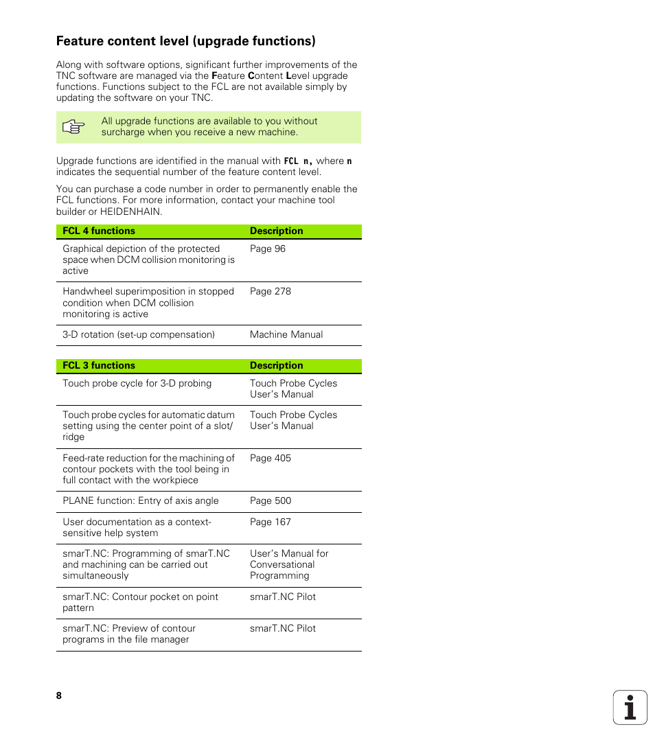 Feature content level (upgrade functions) | HEIDENHAIN iTNC 530 (340 49x-04) ISO programming User Manual | Page 8 / 703