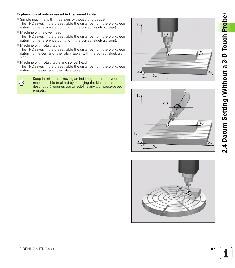 4 d a tu m set ting (without a 3-d t ouc h pr obe) | HEIDENHAIN iTNC 530 (340 49x-04) ISO programming User Manual | Page 87 / 703