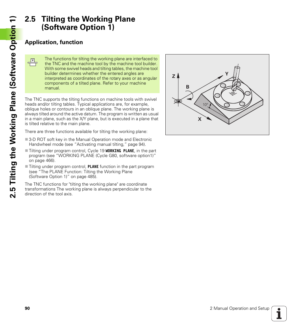 5 tilting the working plane (software option 1), Application, function | HEIDENHAIN iTNC 530 (340 49x-04) ISO programming User Manual | Page 90 / 703
