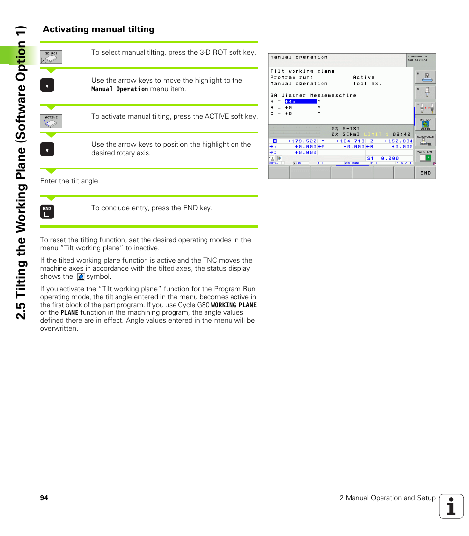 Activating manual tilting | HEIDENHAIN iTNC 530 (340 49x-04) ISO programming User Manual | Page 94 / 703