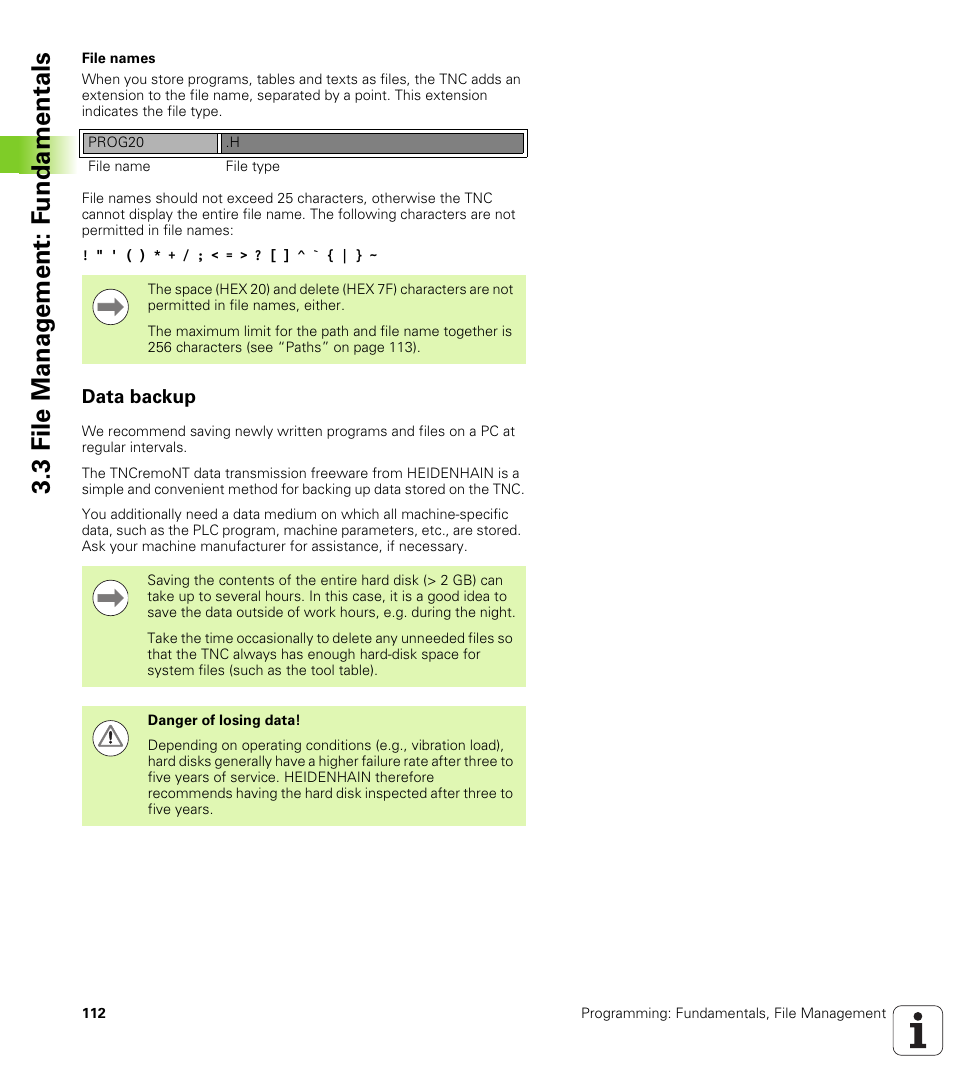 Data backup, 3 file manag e ment: f undamentals | HEIDENHAIN iTNC 530 (340 49x-05) User Manual | Page 112 / 669