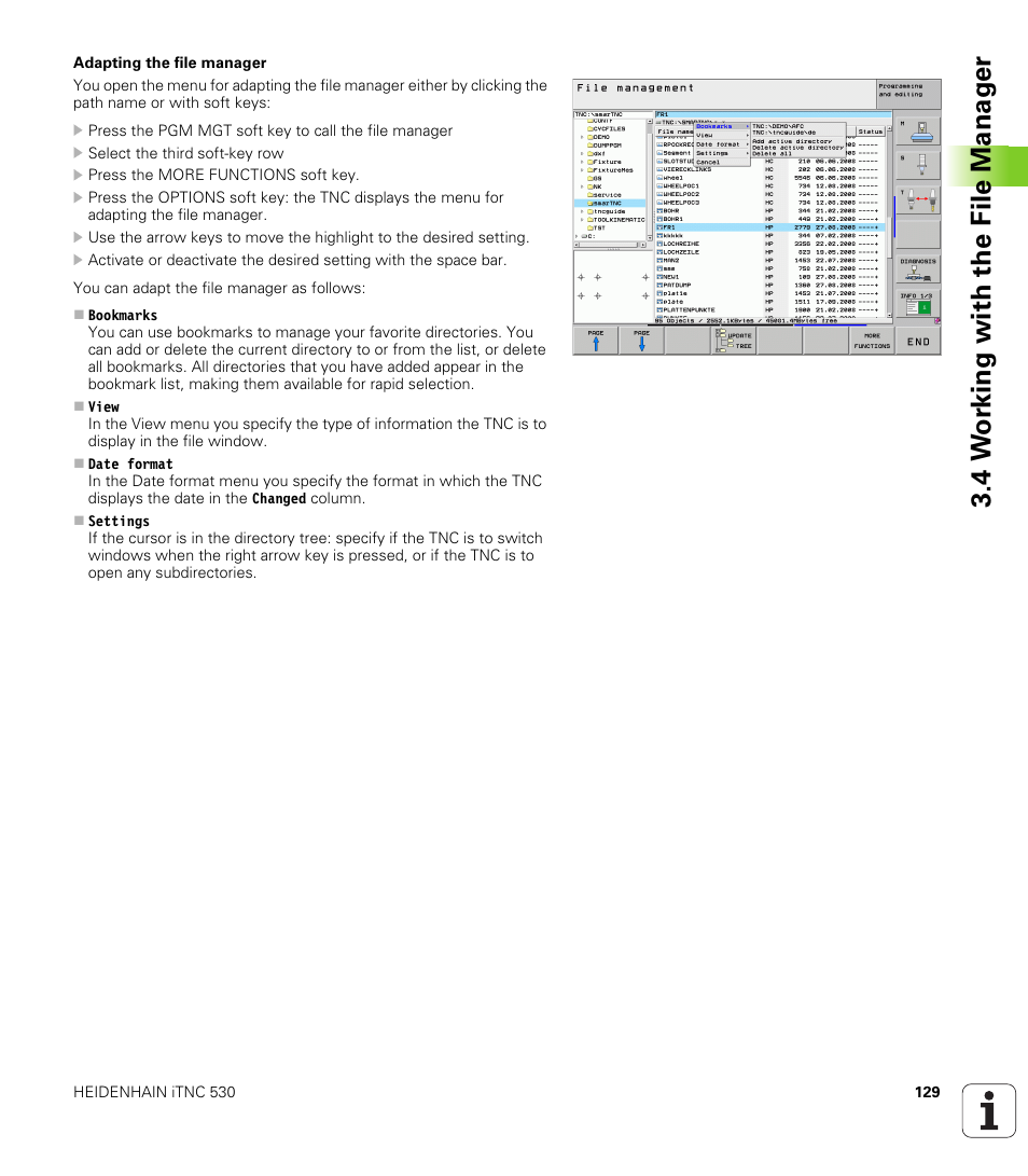 4 w o rk ing with the file manag e r | HEIDENHAIN iTNC 530 (340 49x-05) User Manual | Page 129 / 669