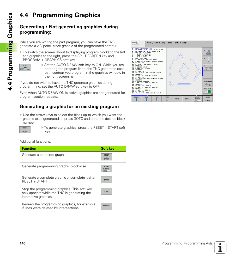 4 programming graphics, Generating a graphic for an existing program, 4 pr ogr amming gr aphics 4.4 programming graphics | HEIDENHAIN iTNC 530 (340 49x-05) User Manual | Page 140 / 669